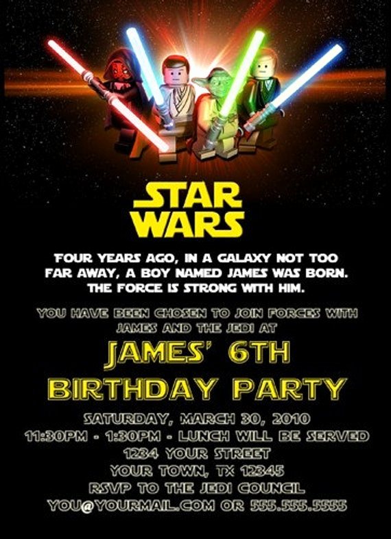 Star Wars Invitations Free Printable Elegant Custom Printable Happy Birthday Invitation Lego Star Wars