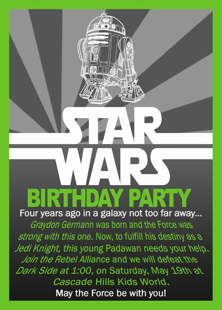 Star Wars Invitations Template New Star Wars Birthday Invitation