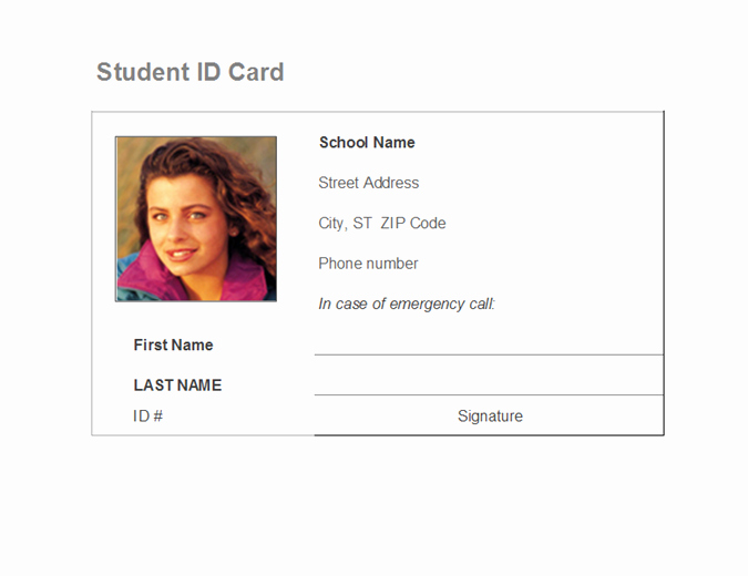 Student Id Card Template Awesome Student Identification Card