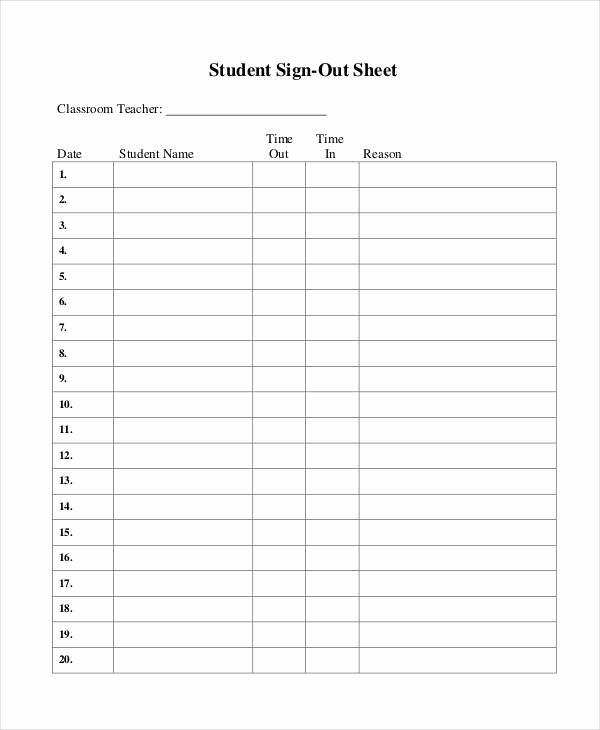 Student Sign In Sheet Lovely 44 Sheet Templates