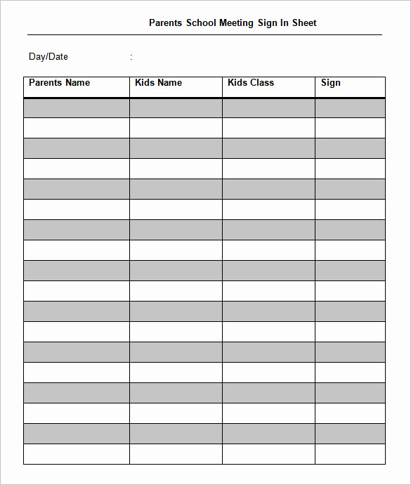 Student Sign In Sheet Lovely Blank Sign In Sheet Pdf