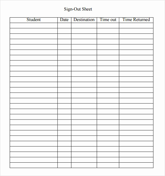 Student Sign In Sheet Luxury Sign Out Sheet Template 9 Download Free Documents In