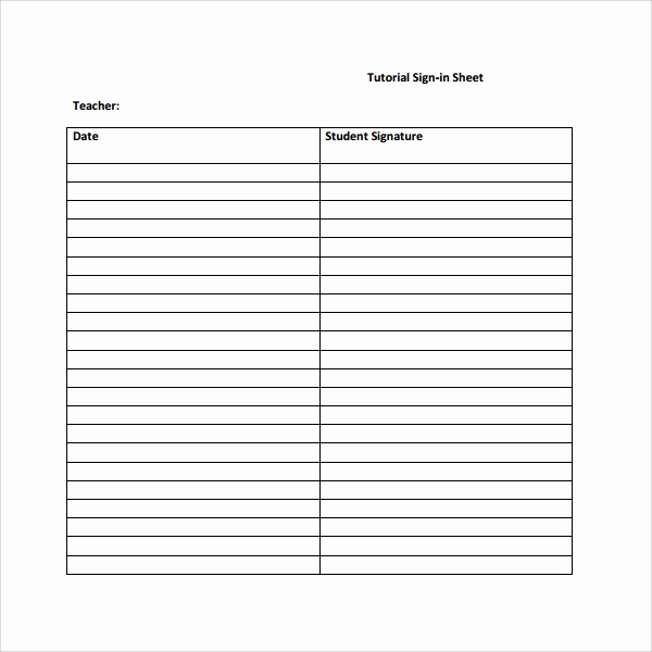 Student Sign In Sheet Unique Sample Student Sign In Sheet 6 Free Documents Download