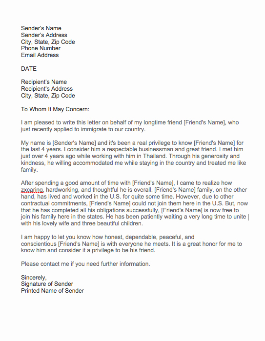 Support Letter Sample for Immigration Luxury Good Moral Character Letter for Immigration Sample