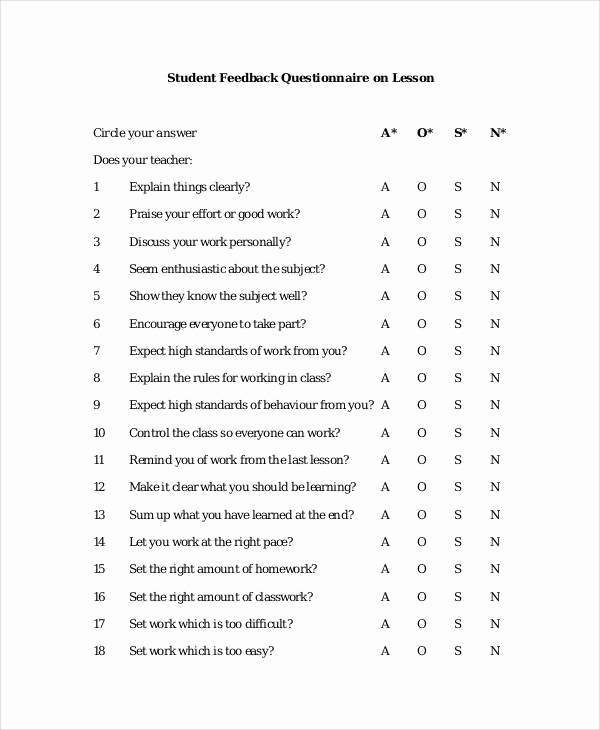 Survey Questions for Students Awesome 22 Student Questionnaire Examples Pdf Doc