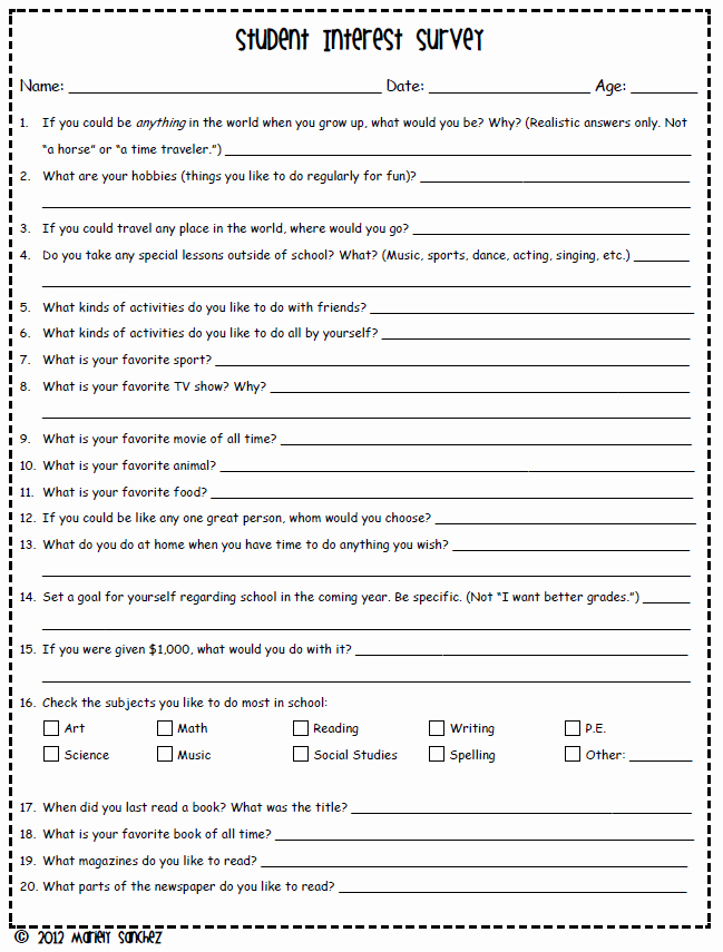 Survey Questions for Students Fresh Adorable Student Survey Back to School Pencils and