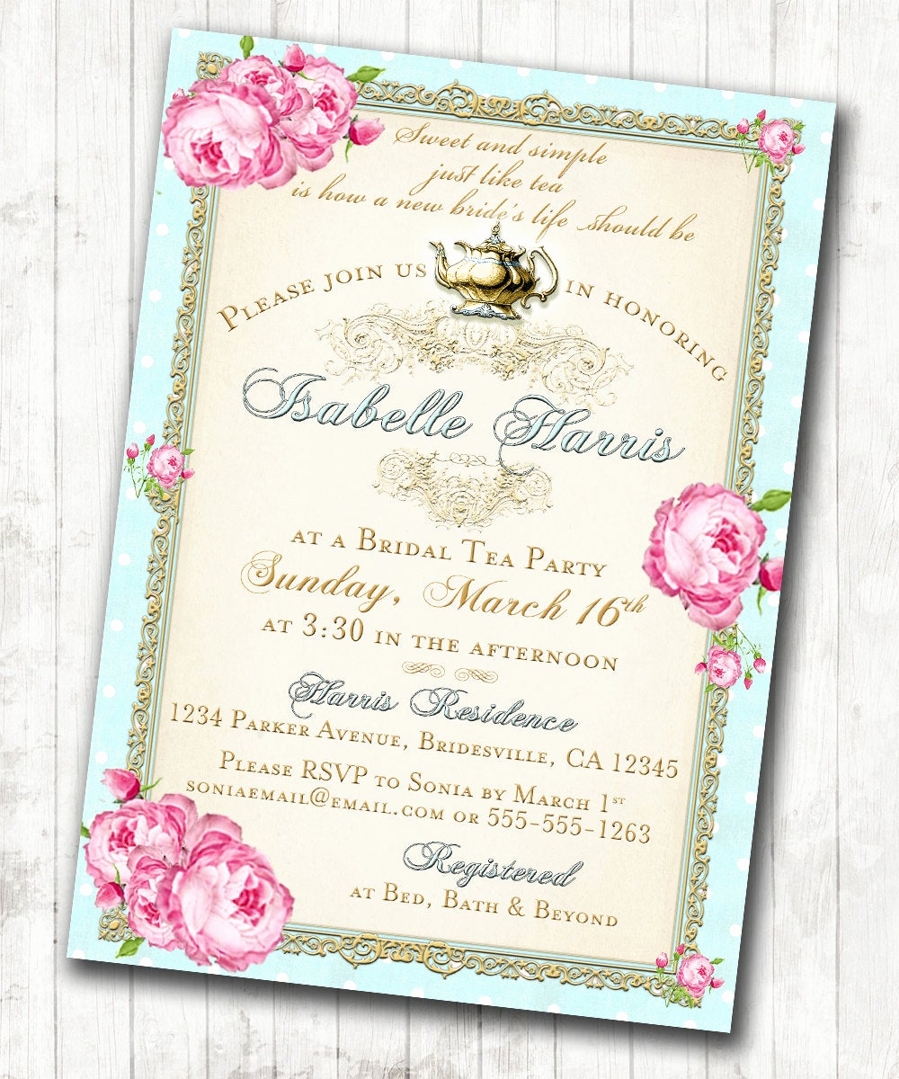 Tea Party Invitations Templates Unique Tea Party Bridal Shower Tea Party Invitation Floral