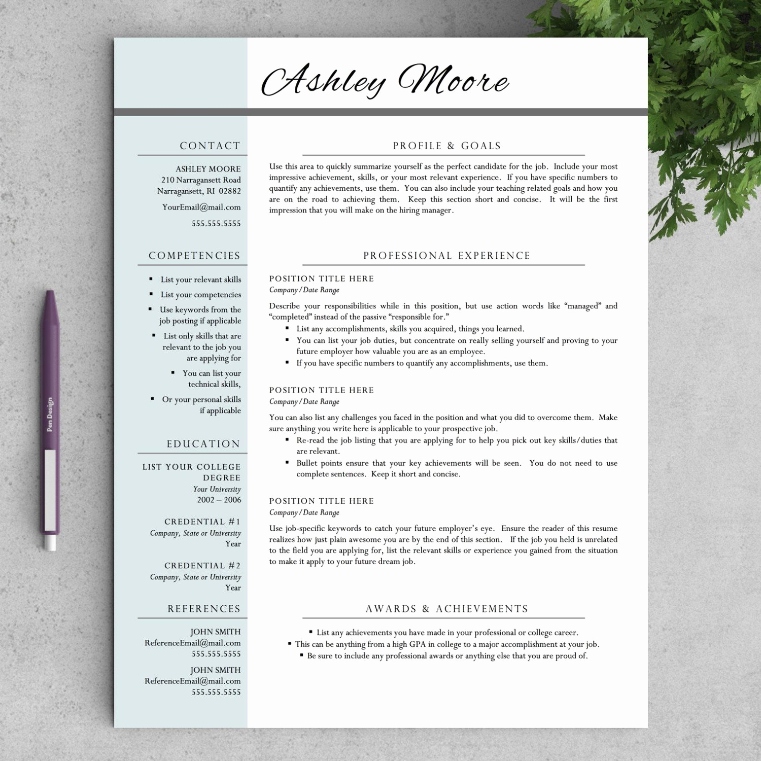 Teacher Resume Template Free Unique Teacher Resume Template for Word &amp; Pages 1 by