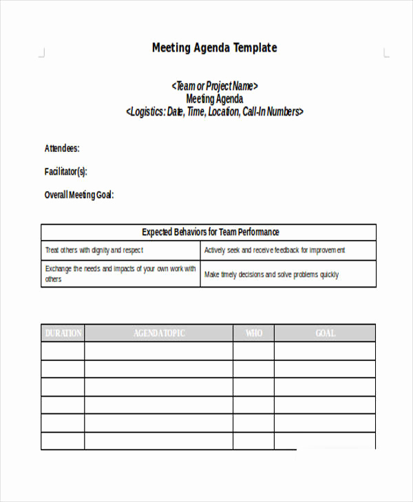 Team Meeting Agenda Template Lovely Team Agenda Templates 11 Free Word Pdf format Download