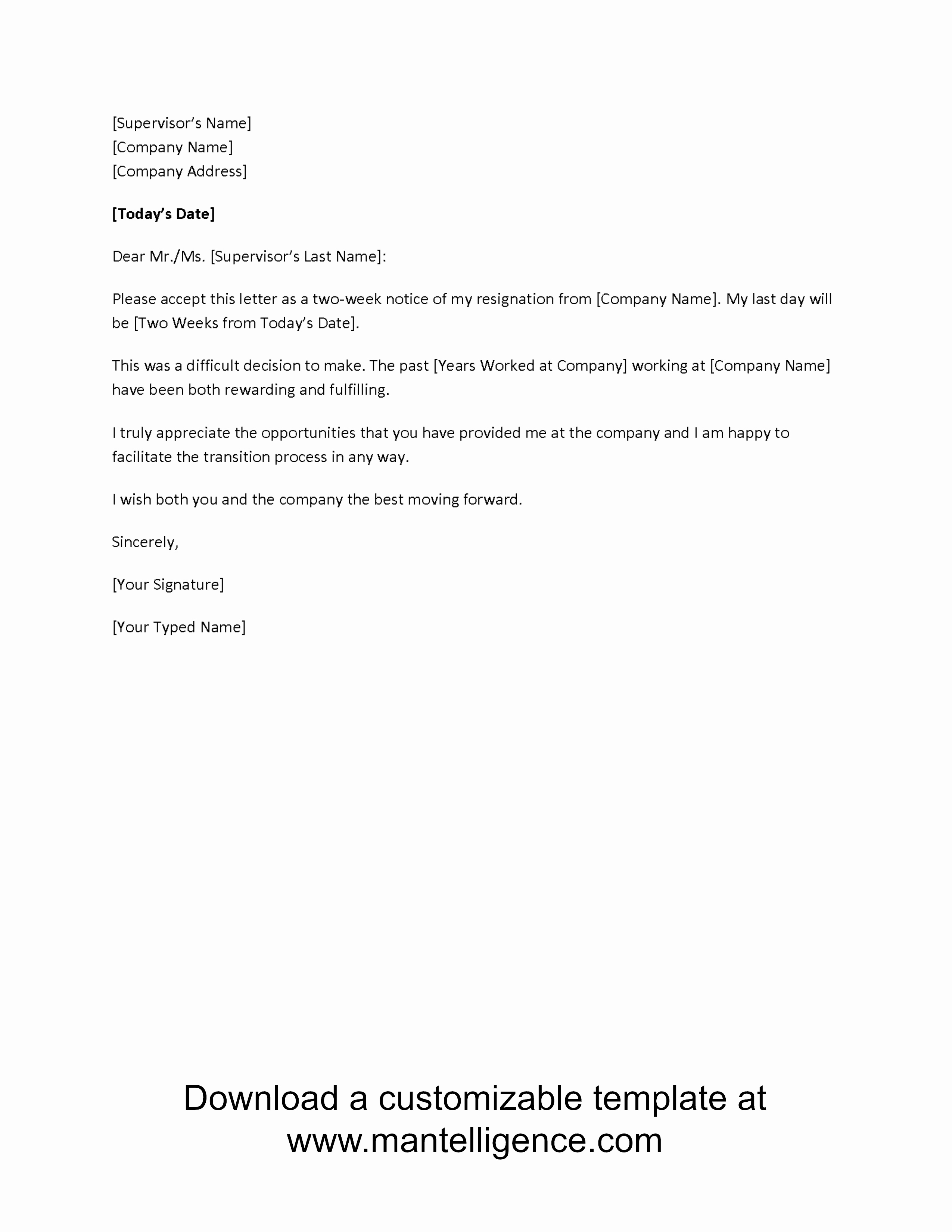 Template for Resignation Letter Beautiful 3 Highly Professional Two Weeks Notice Letter Templates