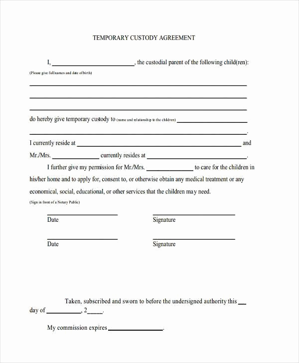 Temporary Guardianship Agreement form New Temporary Guardianship Agreement form Template