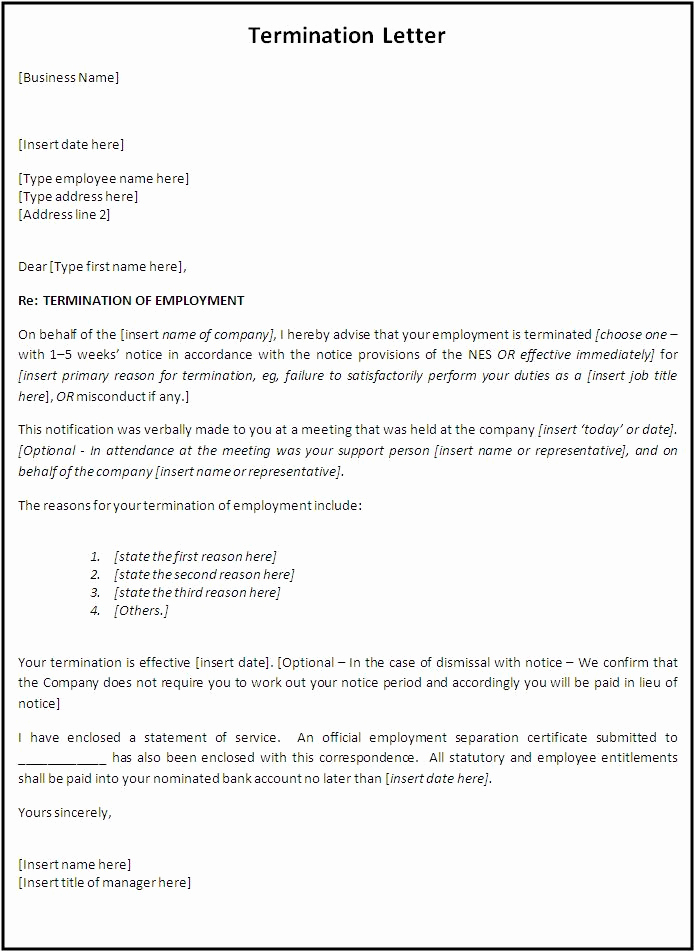 Termination Letter to Employee Awesome Free Printable Letter Termination form Generic