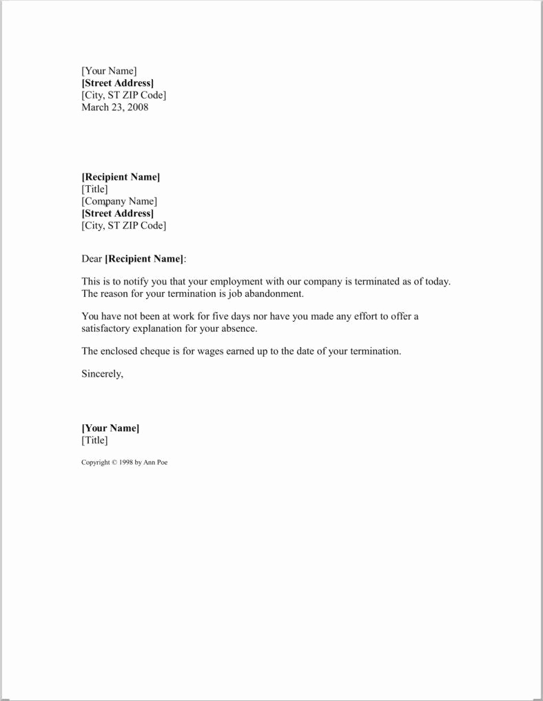 Termination Of Employment Letter Elegant 18 Termination Letters No Free Word Pdf Excel