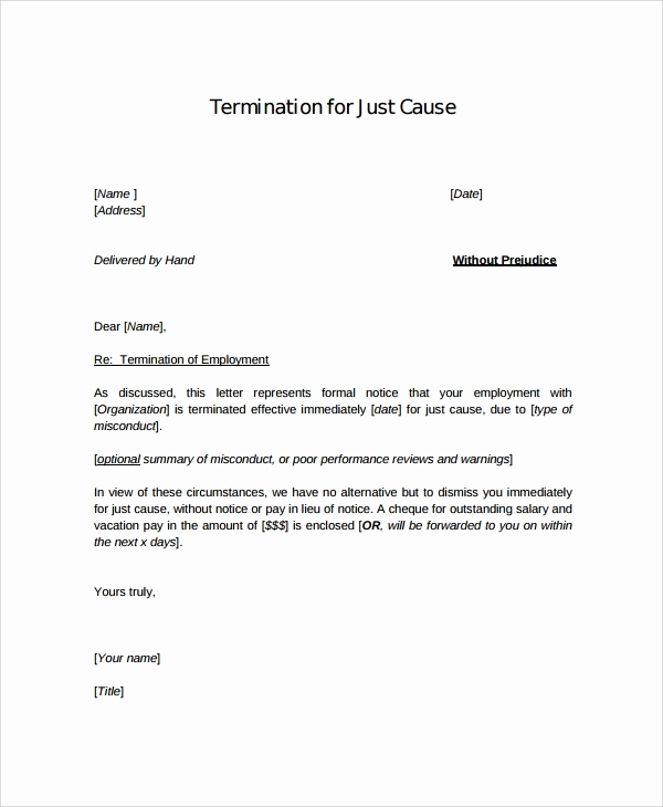Termination Of Employment Letter Fresh Involuntary Termination Letter