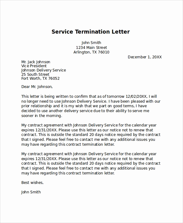 Termination Of Services Letter Inspirational 8 Sample Termination Letters
