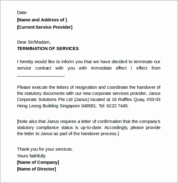 Termination Of Services Letter Lovely 11 Termination Of Services Letters Doc Apple Pages