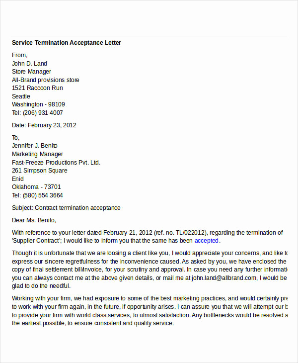 Termination Of Services Letter Luxury Termination Letter Doc Template 28 Free Word Pdf