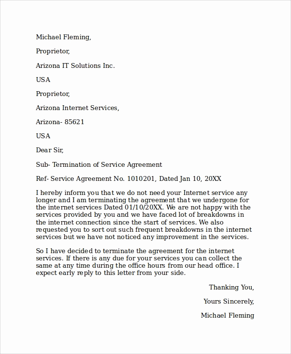 Termination Of Services Letter New 10 Sample Service Termination Letters Pdf Doc Apple