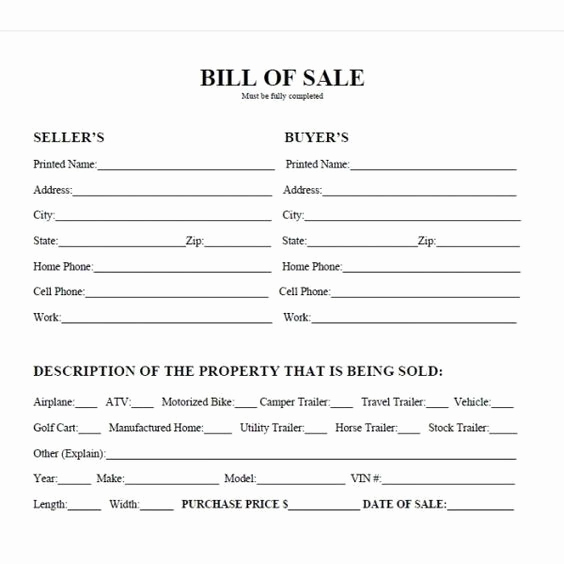 Texas Firearm Bill Of Sale New Printable Car Bill Of Sale Pdf