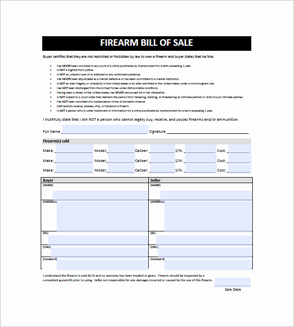 Texas Gun Bill Of Sale Beautiful Gun Bill Of Sale Template – 10 Free Word Excel Pdf