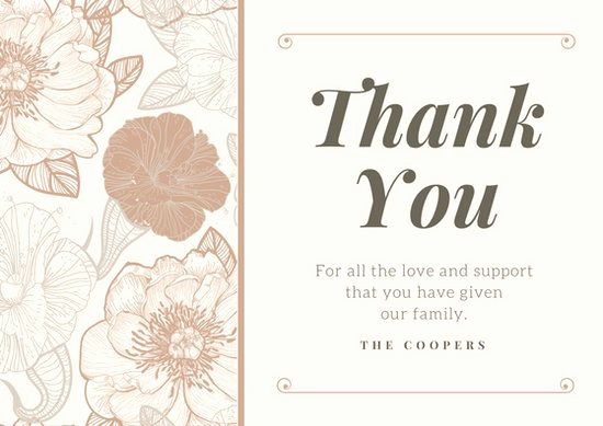 Thank You Cards Template Lovely Customize 33 Funeral Thank You Card Templates Online Canva
