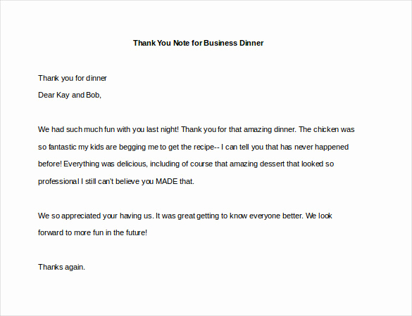 Thank You for Dinner Inspirational 8 Thank You Note for Dinner – Free Sample Example