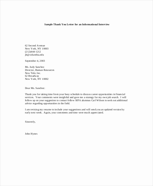 Thank You for Interview Sample Fresh Thank You Letter for Interview