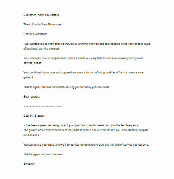 Thank You Letter Business Inspirational Sample Business Thank You Letter – 12 Free Word Excel