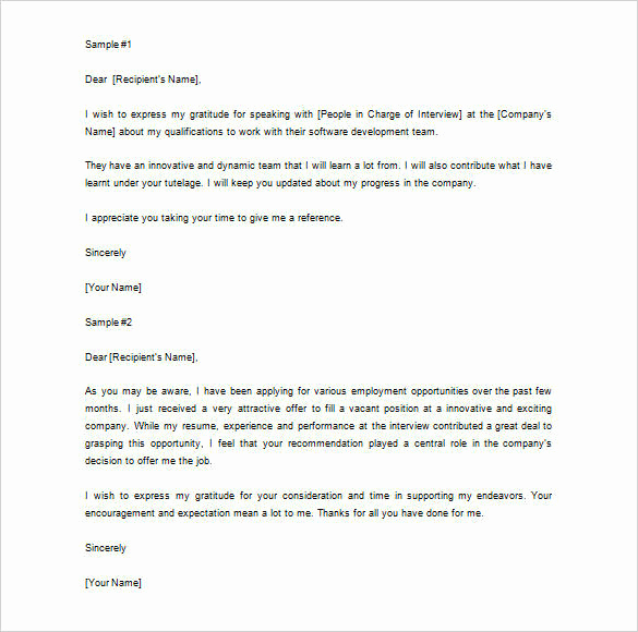 Thank You Letter for Recommendation Elegant 9 Re Mendation Thank You Letters Pdf Word