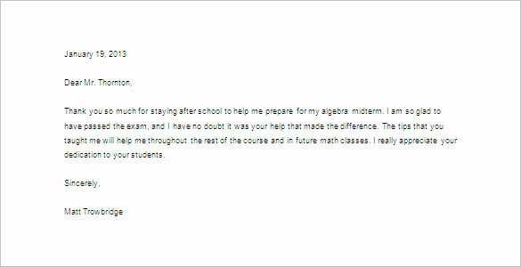 Thank You Letter for Teacher Awesome Thank You Letter 58 Free Word Excel Pdf Psd format