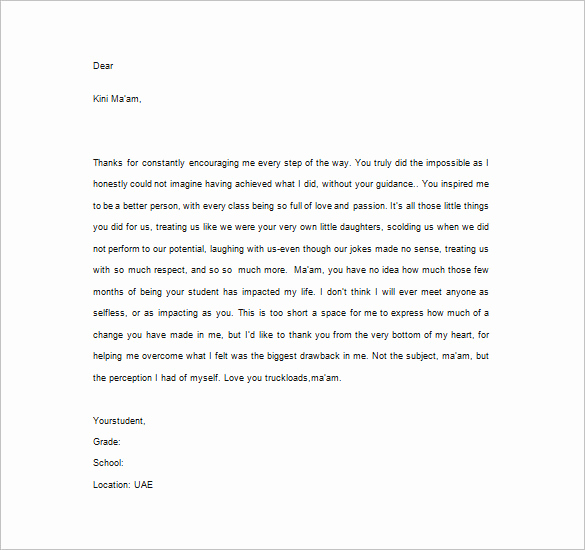 Thank You Letter for Teacher New 10 Thank You Notes for Teachers – Free Sample Example