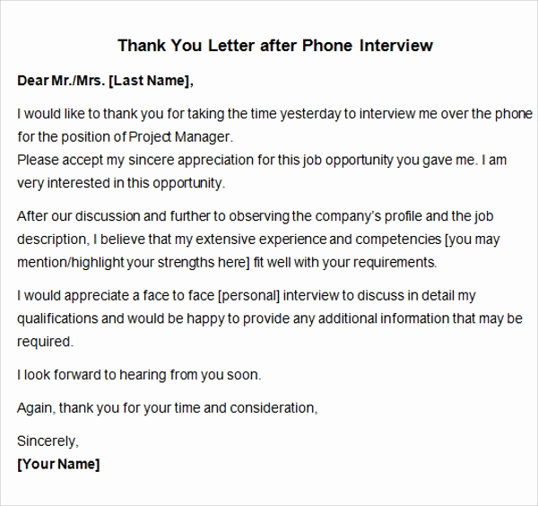 Thank You Letter to Recruiter Inspirational Sample Thank You Letter after Interview 15 Free