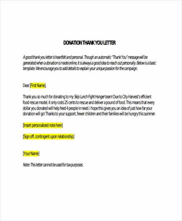 Thank You Letters for Donations Best Of 74 Thank You Letter Examples Doc Pdf