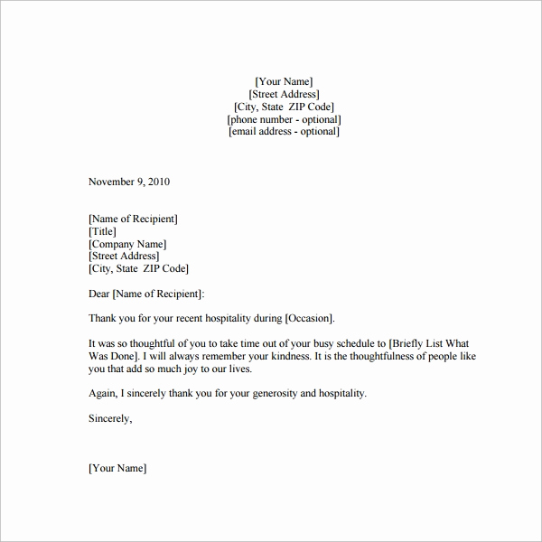 Thank You Note Example Lovely Sample Thank You Note 9 Documents In Word Pdf