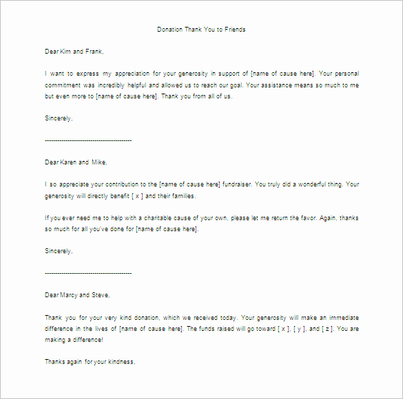 Thank You Note for Donation Lovely Donor Thank You Letter – 10 Free Sample Example format
