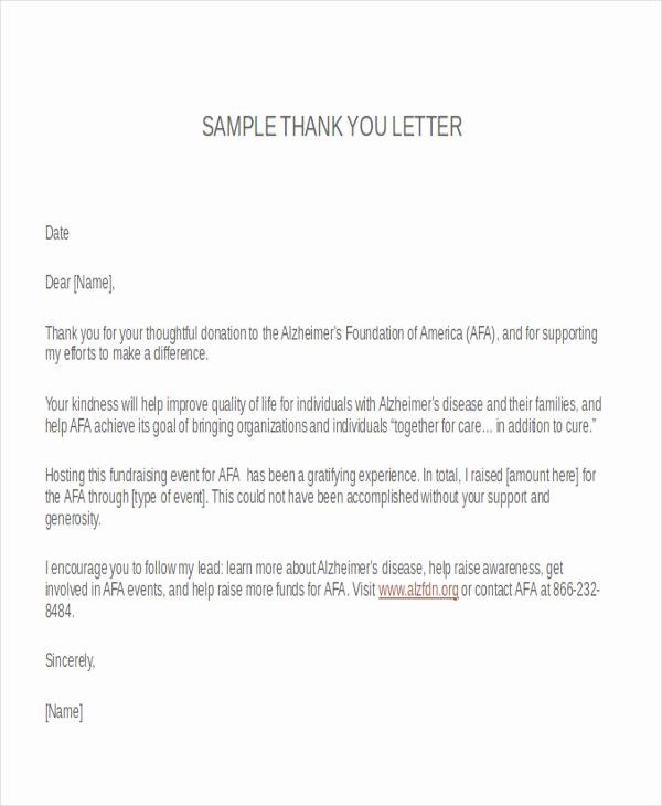 Thank You Note Sample Luxury Thank You Letter format