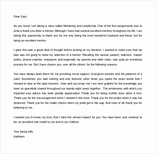 Thank You Note to Mentor Beautiful Sample Thank You Letter to Mentor 11 Download Free