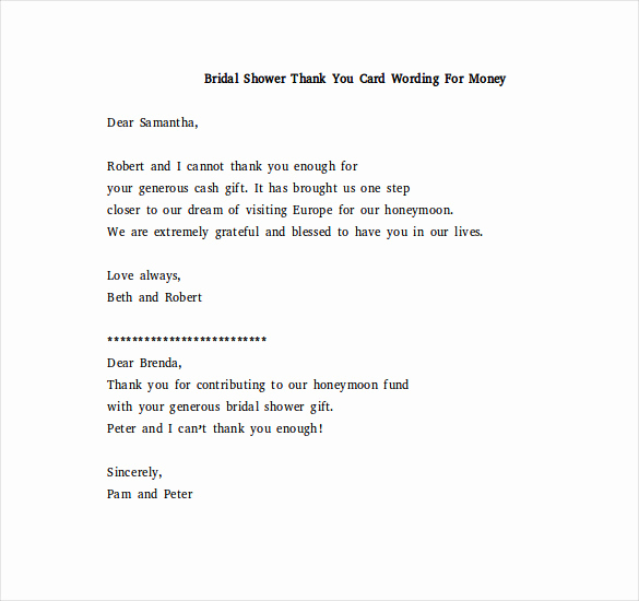 Thank You Notes Samples Elegant 8 Bridal Shower Thank You Notes – Free Sample Example