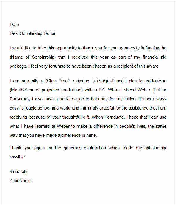Thank You Scholarship Letter Awesome 13 Sample Scholarship Thank You Letters Doc Pdf