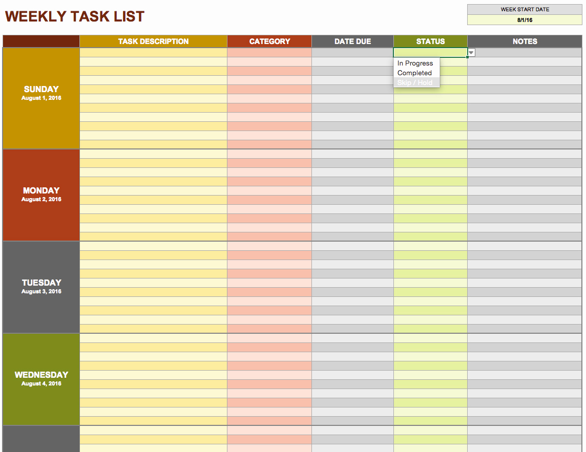 To Do List Template Excel Elegant 15 Free Task List Templates Smartsheet