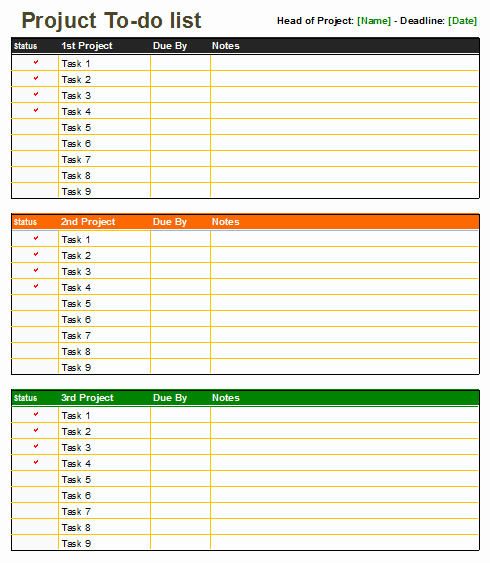 To Do List Template Excel Fresh Project to Do List Excel Multi Task