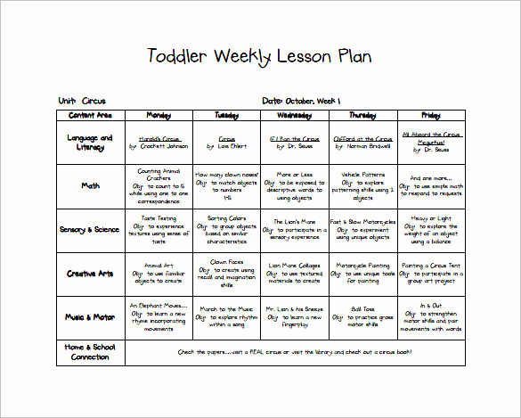 Toddler Lesson Plan Template Beautiful toddler Lesson Plan Template 9 Free Pdf Word format