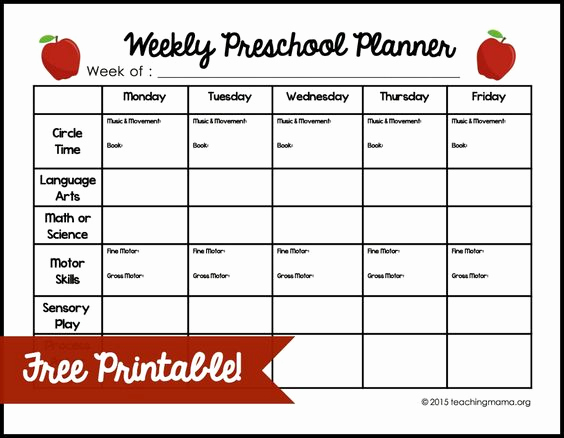 Toddler Lesson Plan Template Luxury Weekly Preschool Planner