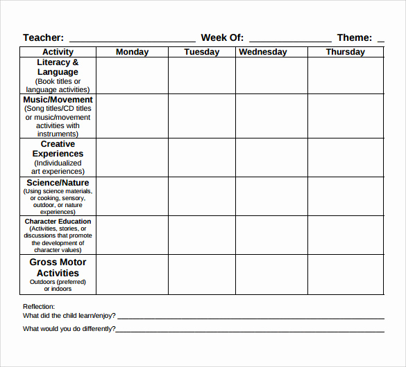 Toddler Lesson Plan Template Unique Sample toddler Lesson Plan 9 Example format