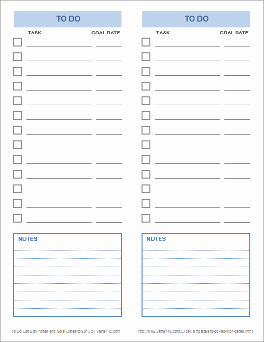 Todo List Template Word New to Do List with Goal Dates