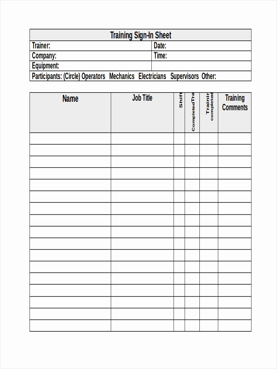 Training Sign In Sheet Beautiful 51 Sheet Examples &amp; Samples In Doc