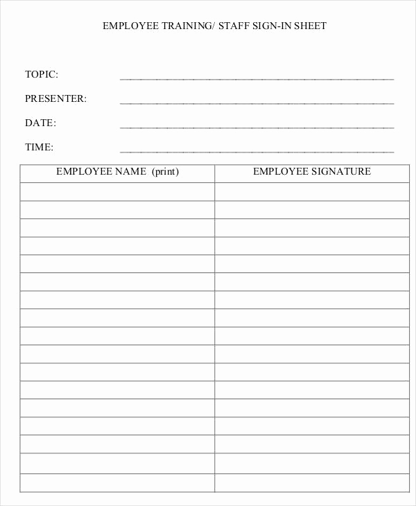 Training Sign In Sheet Lovely Employee Sign In Sheets 8 Free Word Pdf Excel