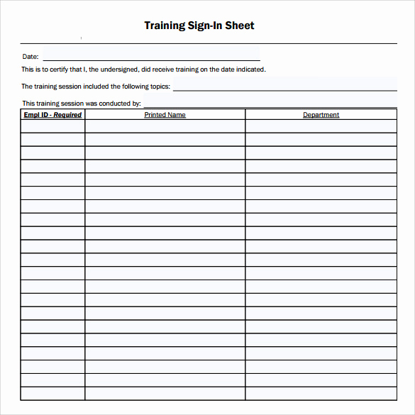 Training Sign In Sheet Luxury Training Sign In Sheet 16 Free Samples Examples &amp; formats