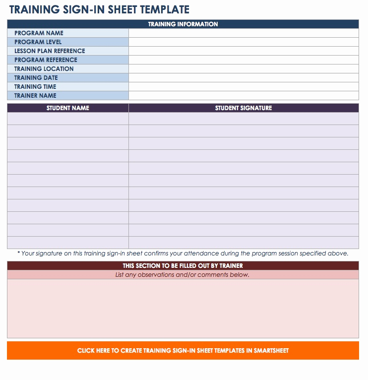 Training Sign In Sheet Unique Free Sign In and Sign Up Sheet Templates