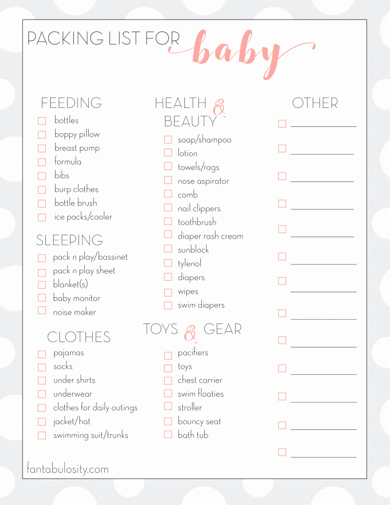 Travel Packing Checklist Pdf Best Of Baby Travel Checklist Free Printable for What to Pack for